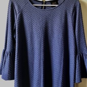 New with tag W5 Blue Sz M top 3/4 sleeves zip back